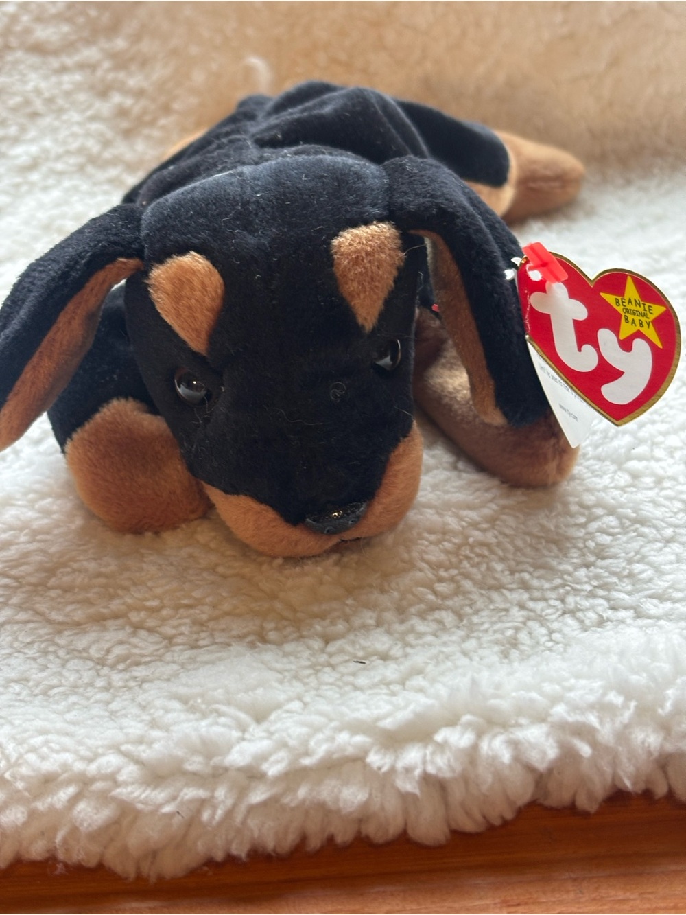 Vintage Ty Beanie Baby - DOBY the Doberman Dog (1996) 5th Gen Hang Tag, Clean